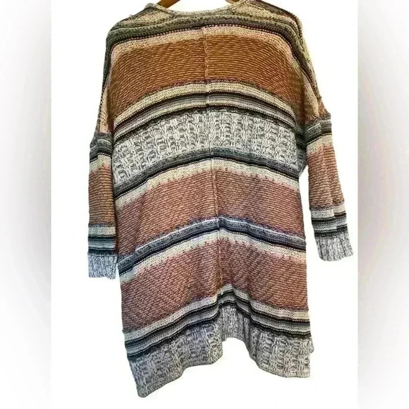 American Eagle Oversized Striped Fall Cardigan With Pockets Size Medium Flaw - Picture 4 of 12